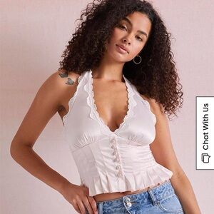 LA Hearts Light Pink Satin Halter Top